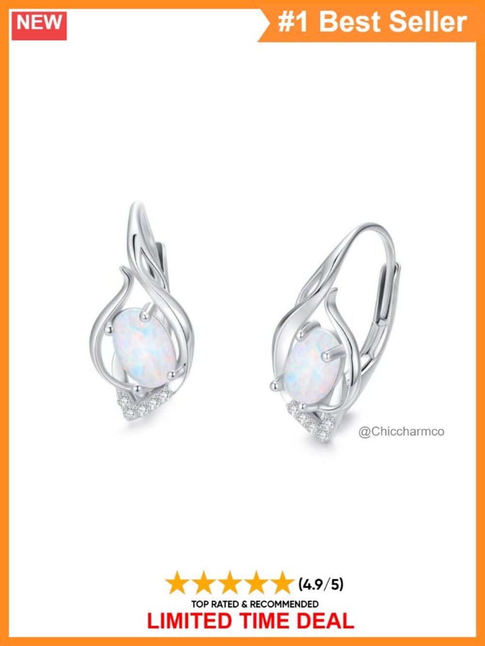 Sterling Silver Opal Drop Dangle Earrings for Women